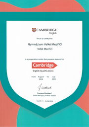 Certifikát Cambridge